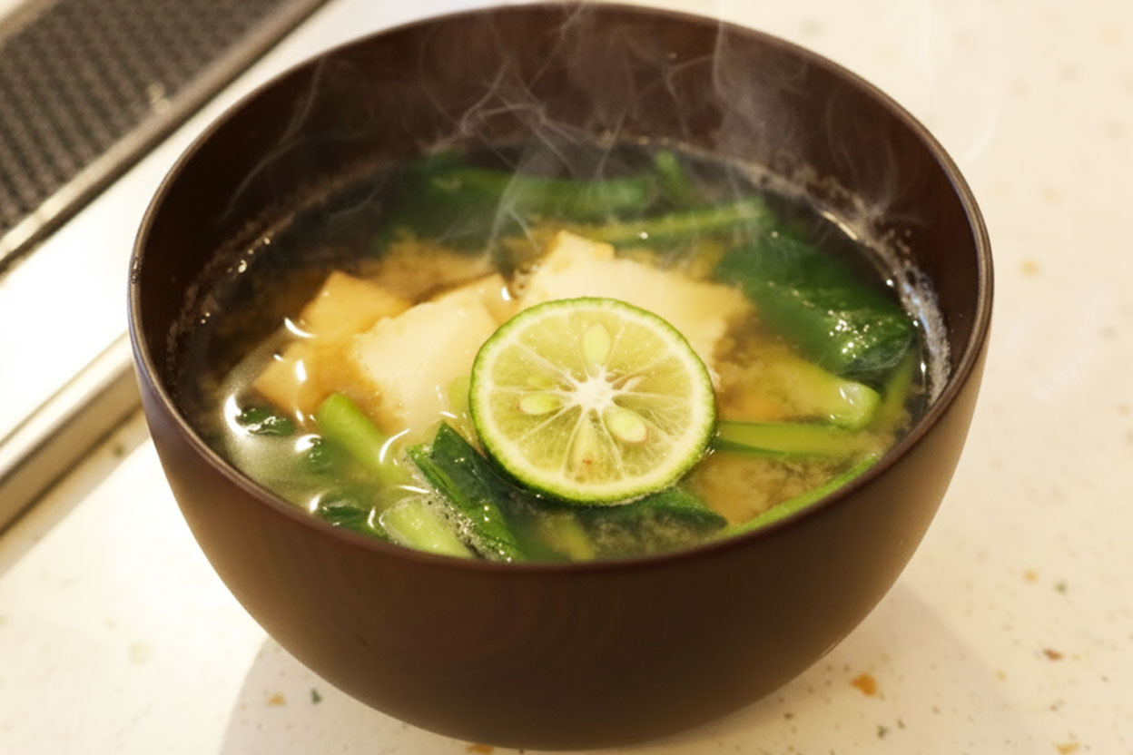 ＃01: 小松菜と厚揚げのお味噌汁